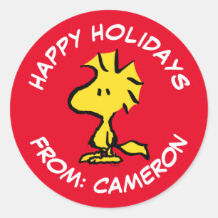 Peanuts   Woodstock   Merry Christmas Classic Round Sticker