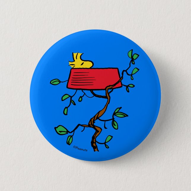 Peanuts | Woodstock Napping in Snoopy's Dish 6 Cm Round Badge (Front)