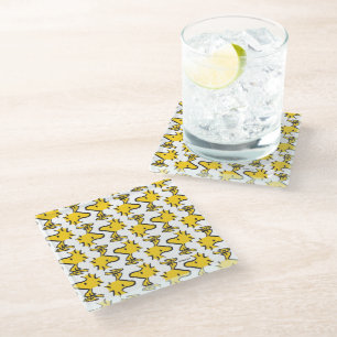 Peanuts   Woodstock Pattern Glass Coaster