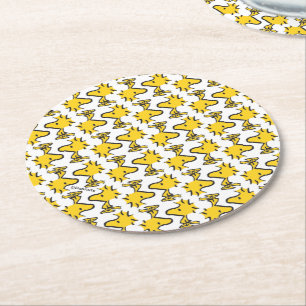Peanuts   Woodstock Pattern Round Paper Coaster