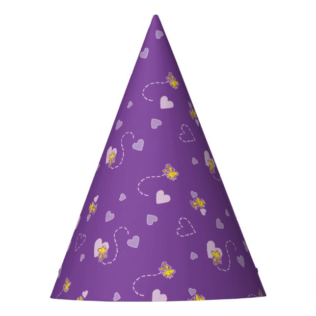 Peanuts | Woodstock Purple Heart Pattern Party Hat (Front)