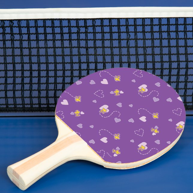 Peanuts | Woodstock Purple Heart Pattern Ping Pong Paddle (Insitu)