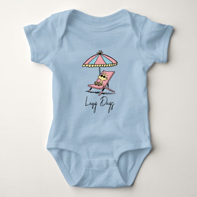PEANUTS | Woodstock Relaxing at the Beach Baby Bodysuit (Front)