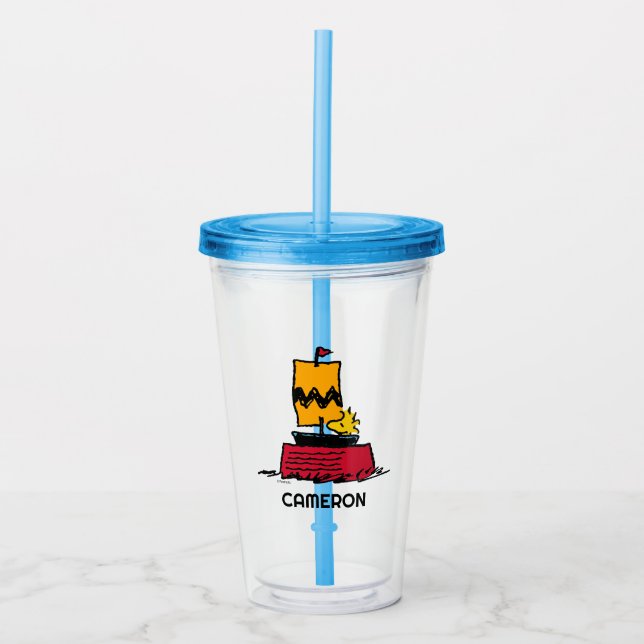 Peanuts | Woodstock Snoopy Dish Sail Boat Acrylic Tumbler (Front)