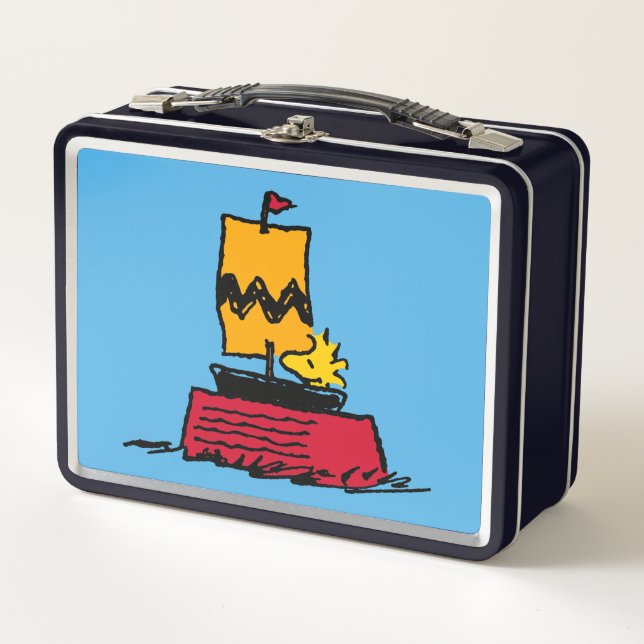 Peanuts | Woodstock Snoopy Dish Sail Boat Metal Lunch Box (Front)