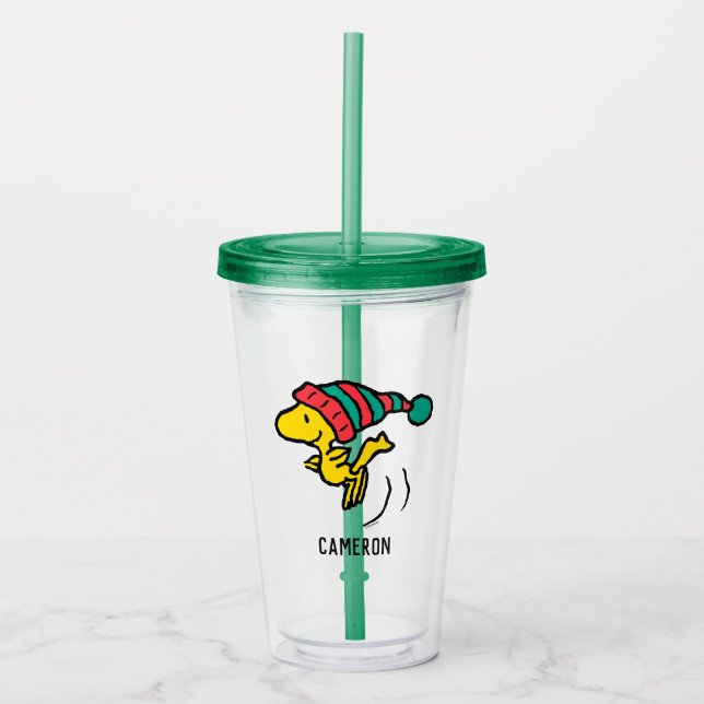 Peanuts | Woodstock Winter Beanie Cap Acrylic Tumbler (Front)