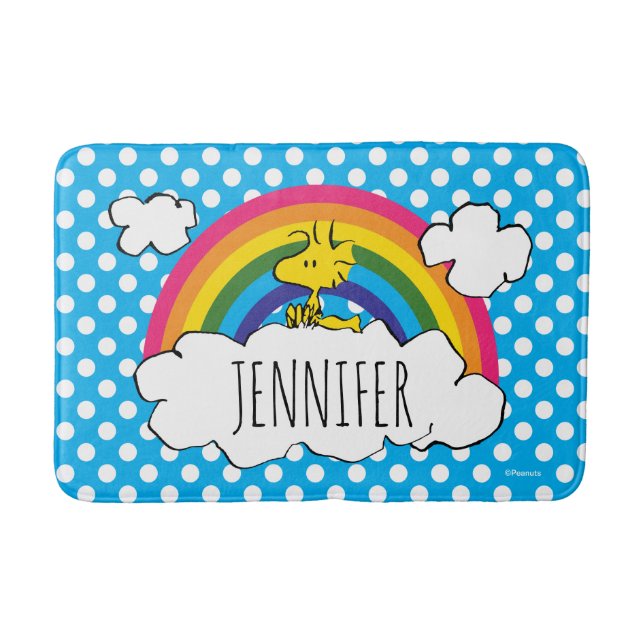 PEANUTS | Woodstock's Rainbow Polka Dots Bath Mat (Front)