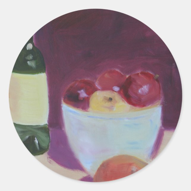 "Pear and Apples" Classic Round Sticker (Front)