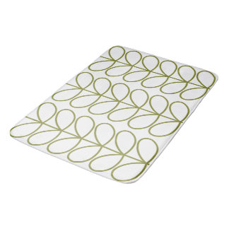 Pear and white Linear Stem Slate, retro style Bath Mat