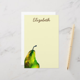 Pear art cute watercolor fruit stationery