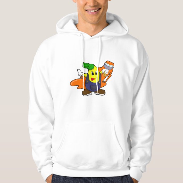 Pear as Painter with Paint brush Hoodie (Front)