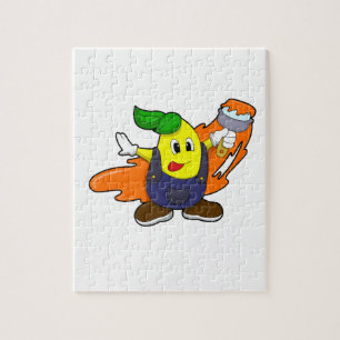Pear as Painter with Paint brush Jigsaw Puzzle