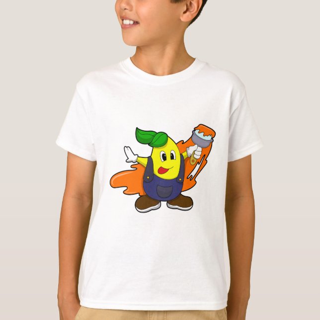 Pear as Painter with Paint brush T-Shirt (Front)