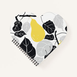 Pear Branches Yellow Black Notebook