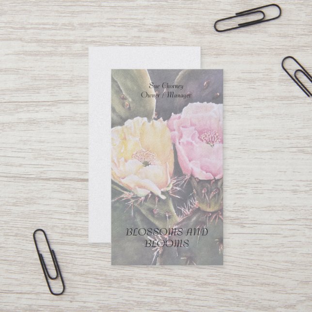 PEAR CACTUS FLOWERS BUSINESS CARD (Front/Back In Situ)