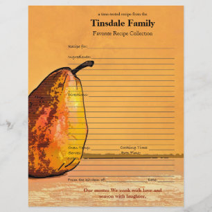 Pear Engraving Custom Recipe Page