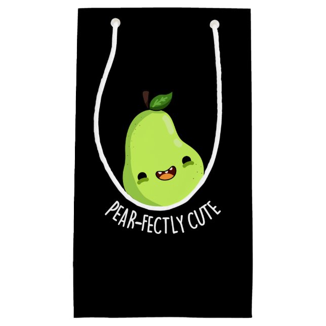 Pear-fectly Cute Fruit Pear Pun Dark BG Small Gift Bag (Front)