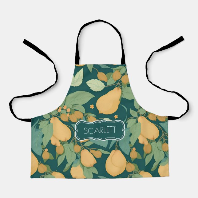 Pear Floral Colourful Personalised Pattern Apron (Front)