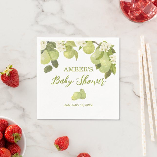 Pear Fruit Baby Shower Napkin (Insitu)