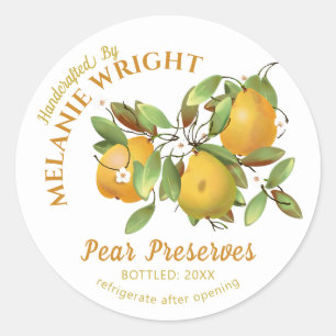 Pear Fruit Canning Classic Round Sticker