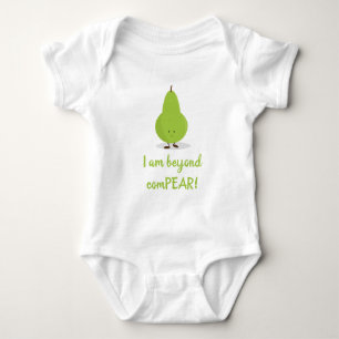 Pear Fruit Food Pun Cute Positive Cartoon Baby Bodysuit
