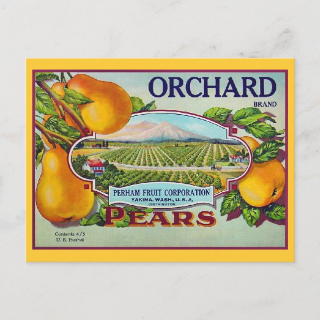 Pear Fruit Vintage Crate Label Postcard (Front)