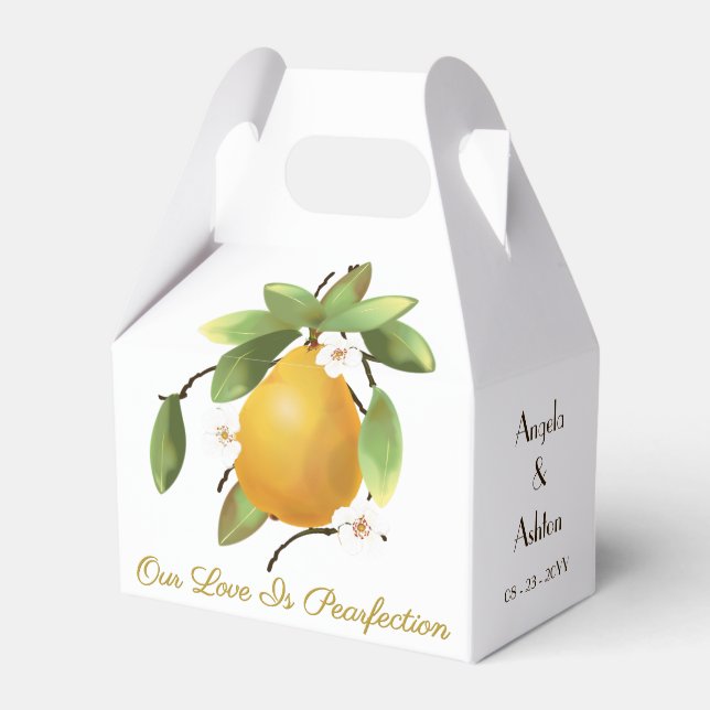 Pear Fruit Wedding Favour Box (Front Side)