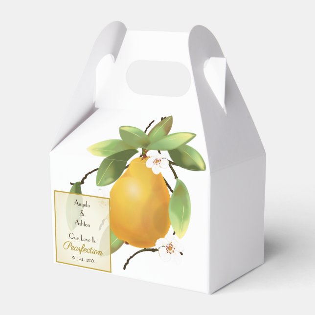 Pear Fruit Wedding Favour Box (Front Side)