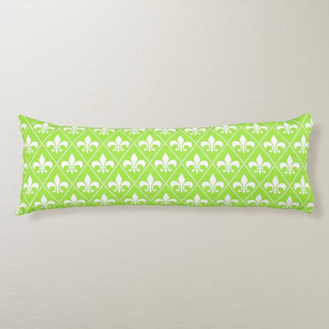 Pear Green Fleur de Lys Body Cushion (Front)