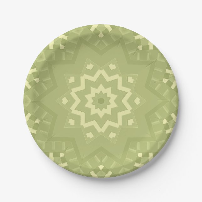 Pear Green Kaleidoscope Paper Plate (Front)