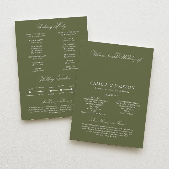 Pear Green Wedding Flat Program Invitation (Creator Uploaded)