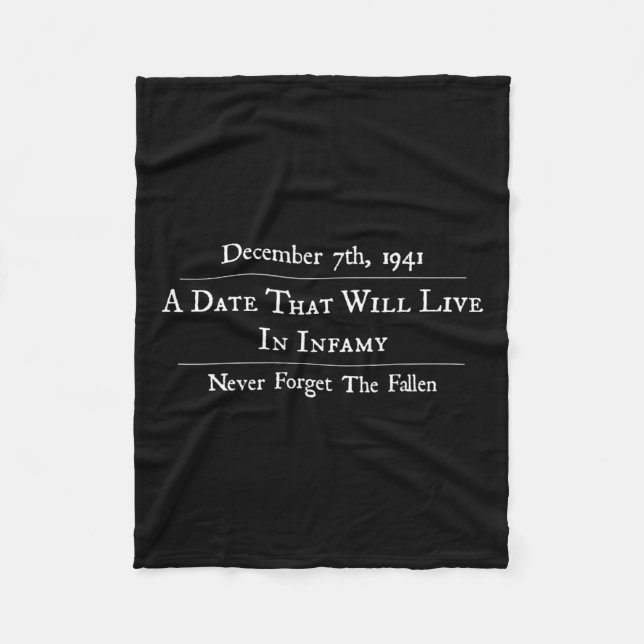 Pear Harbour Memorial Remembrance December 7th  Fleece Blanket (Front)