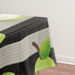 Pear Modern Black & White Stripes Tablecloth