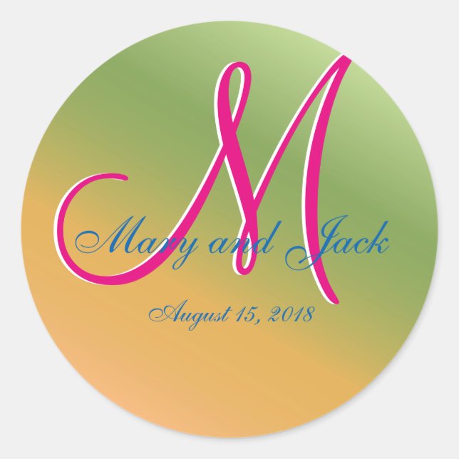 Pear Monogram Classic Classic Round Sticker (Front)