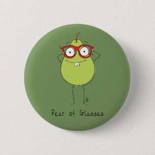 Pear of Glasses Cute & Funny Pin Button