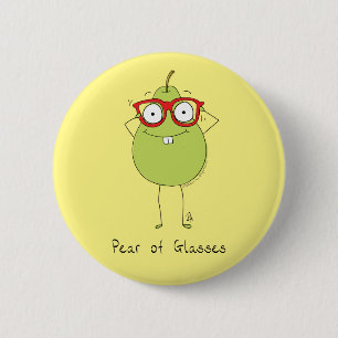 Pear of Glasses Cute & Funny Pin Button