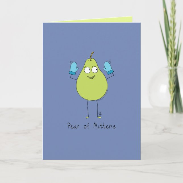 Pear of Mittens - Funny Pear Pun Card (Front)