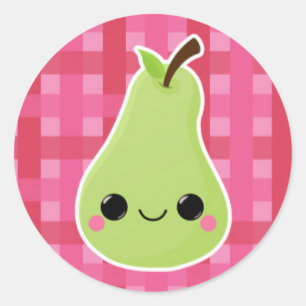 Pear on Pink Lattice Classic Round Sticker