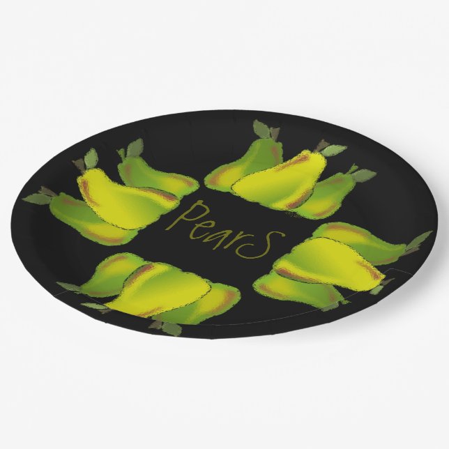 Pear Pears Fruit Fruits Design Digital Graphics Paper Plate (Angled)