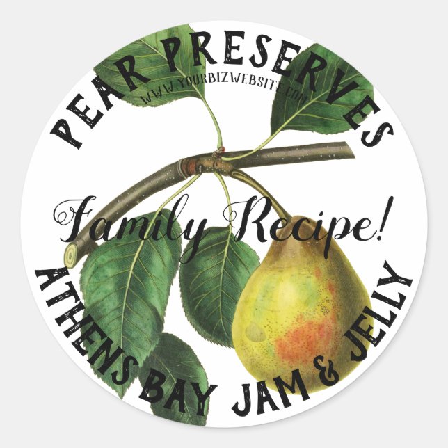 Pear Preserves Product Business Label (Front)