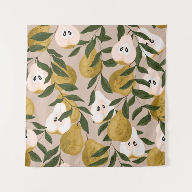 Pear seamless pattern. Beautiful elegant Vintage p Tapestry (Front)