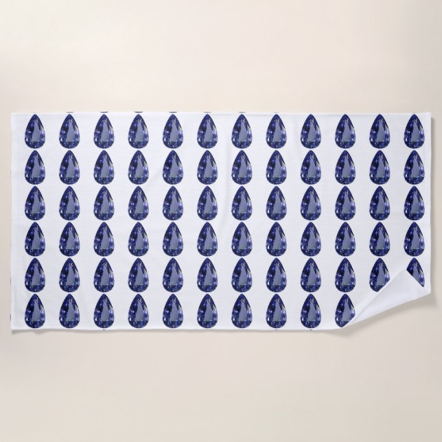 Pear shaped Sapphire Blue Beach Towel (Front)