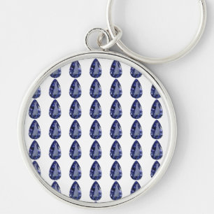 Pear shaped Sapphire Blue Key Ring