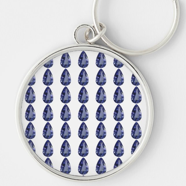 Pear shaped Sapphire Blue Key Ring (Front)