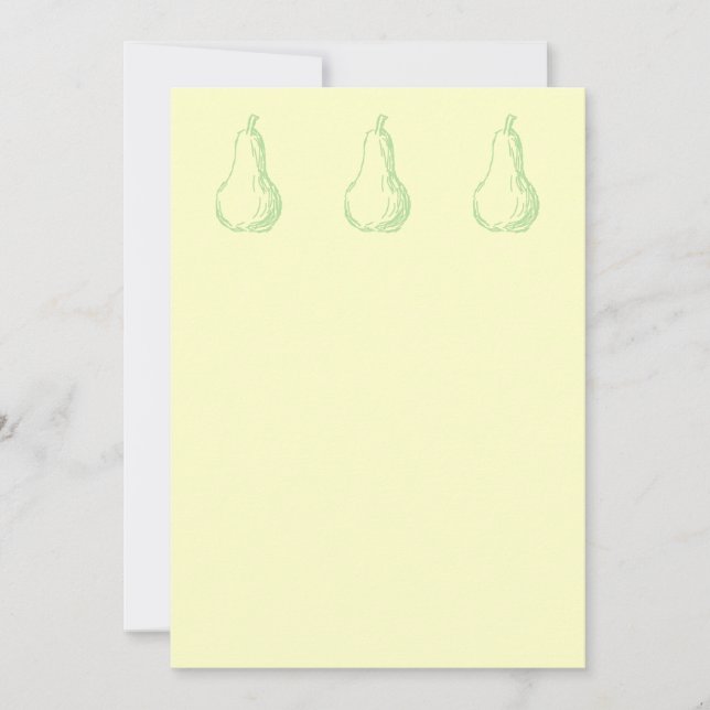 Pear Sketch. Line drawing in light green. (Front)