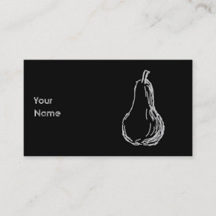 Pear Sketch. Line illustration in grey. Business Card