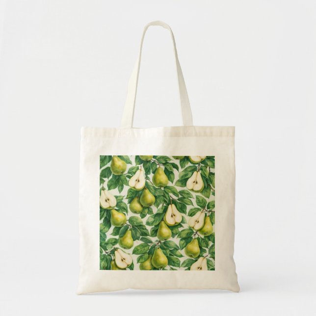 Pear Slices Botanical Pattern Tote Bag (Front)
