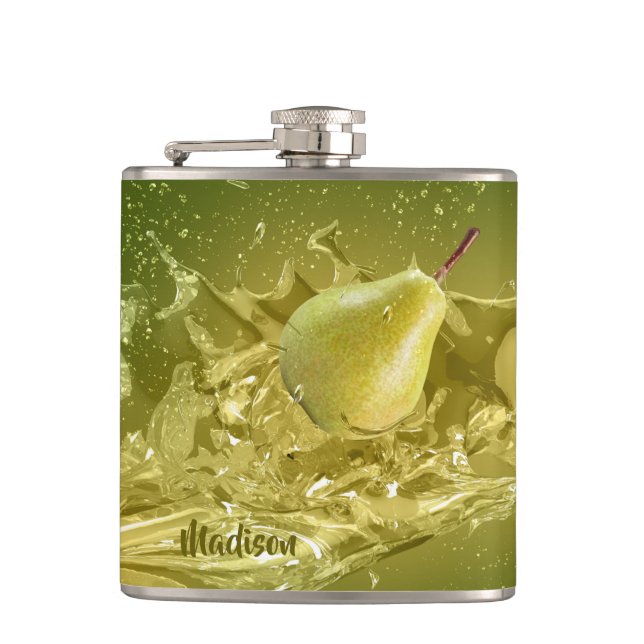 Pear Splash custom name flask (Front)