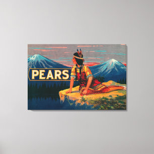 Pear Stock Crate Label Canvas Print