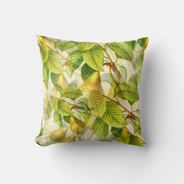 Pear Tree Branches & Pears Pattern Cushion (Front)
